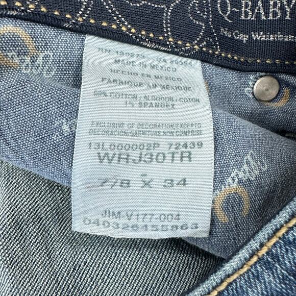 Vintage Y2k Wrangler Q-Baby Mid Rise Western Denim Jeans Size 7/8X34 Medium Wash - Picture 9 of 15